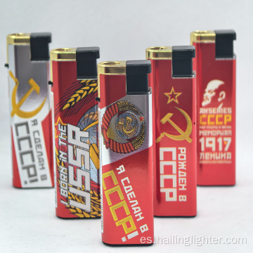 Encendedor de cigarrillos de gas butano eléctrico de metal recargable con envoltura de papel